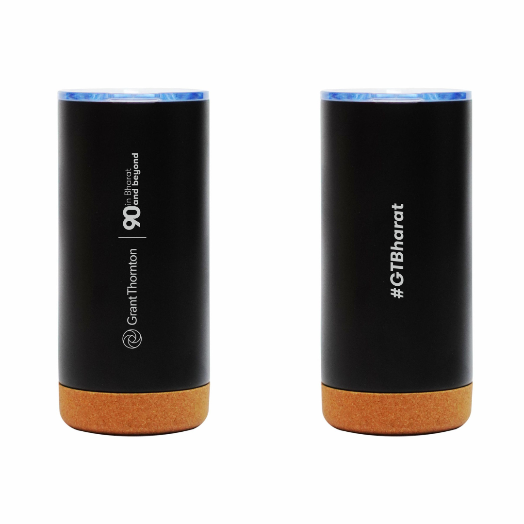 Double wall stainless tumbler with cork base – 90 & Beyond