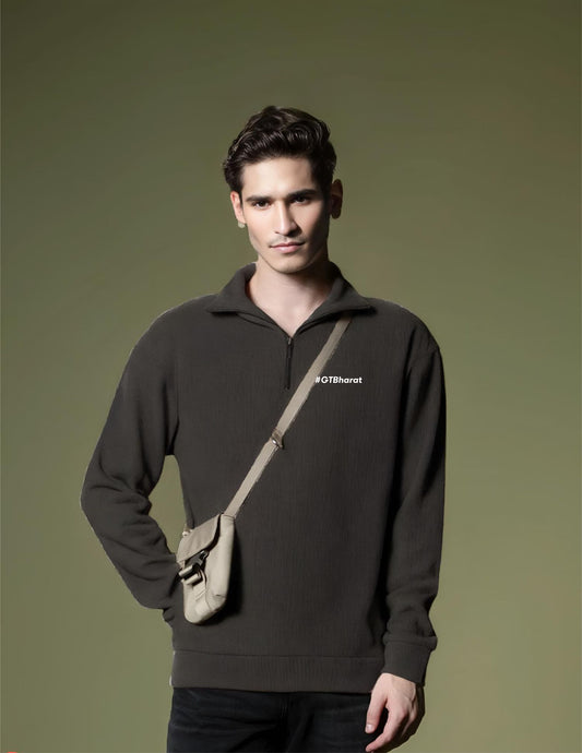 Love Pangolin ribbed quarter-zip sweatshirt Black (Men)