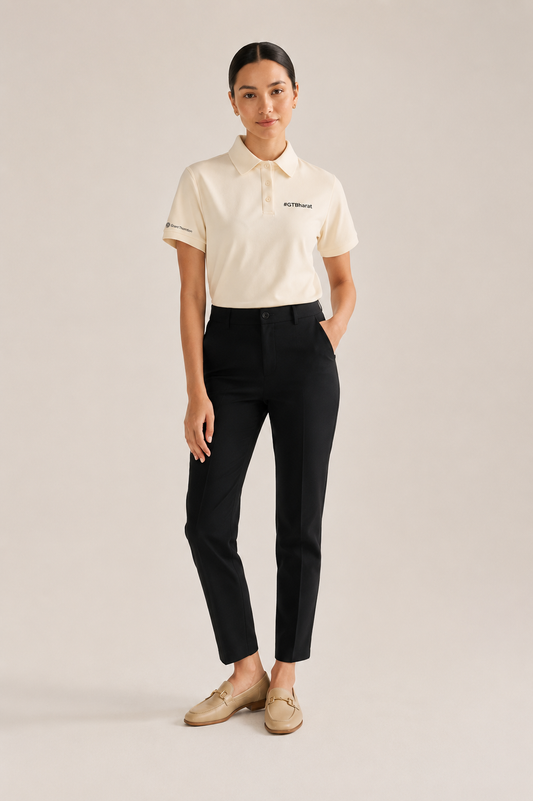 Heavy Short Sleeve Polo Beige Women's