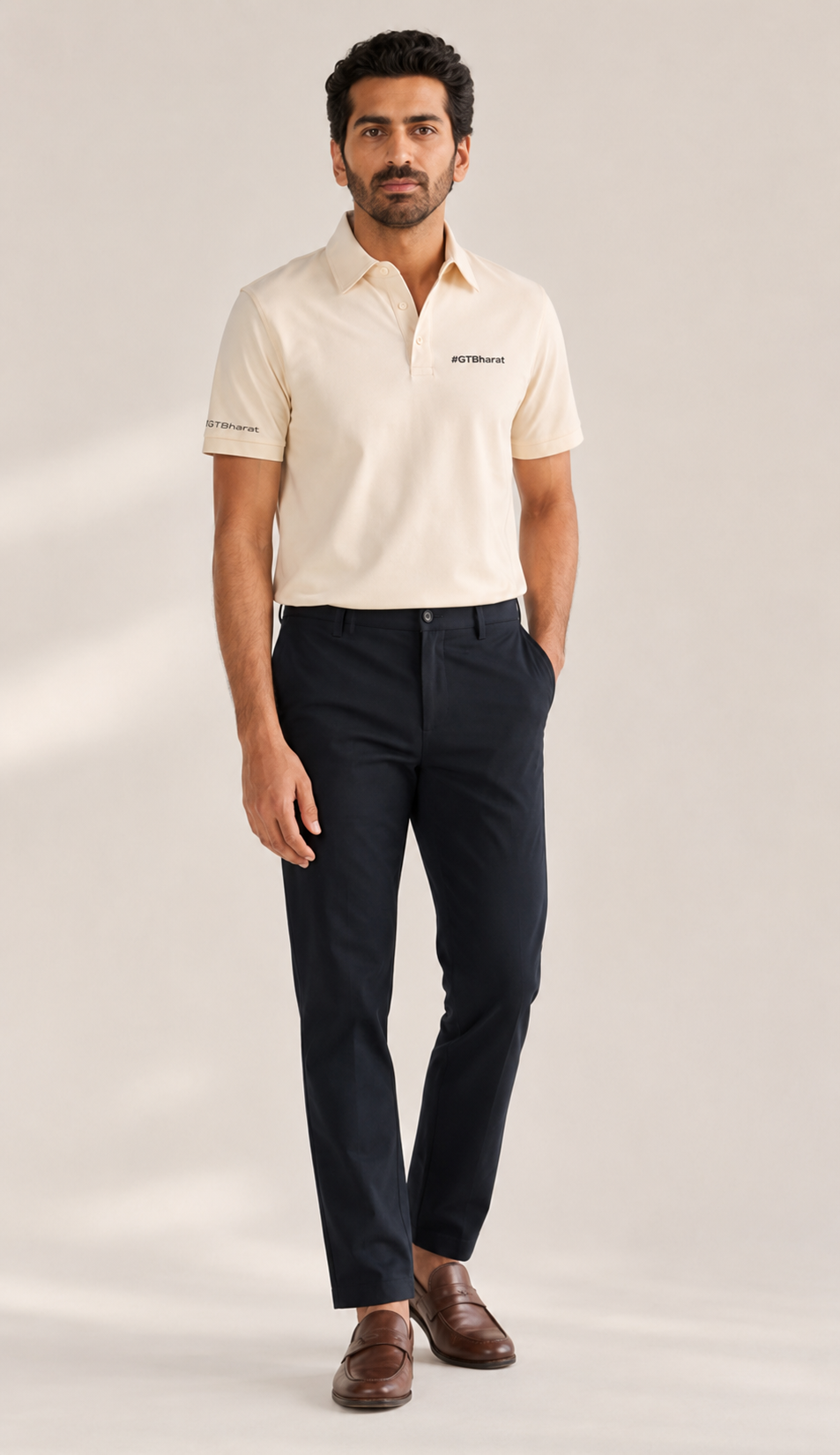 Heavy Short Sleeve Polo Beige Men's