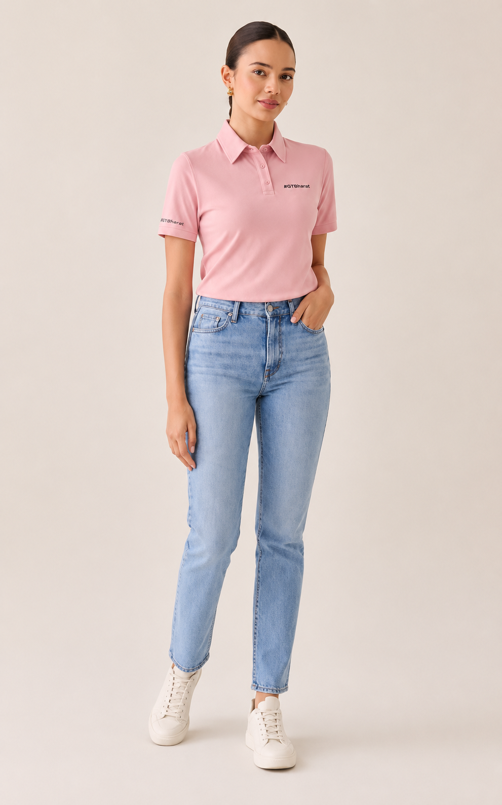 Heavy Short Sleeve Polo Pink Women's